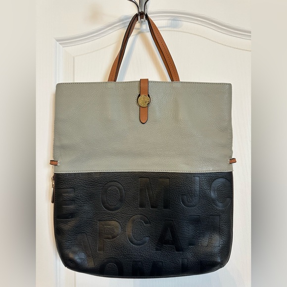 Handbags - Two-Tone Leather Tote Bag